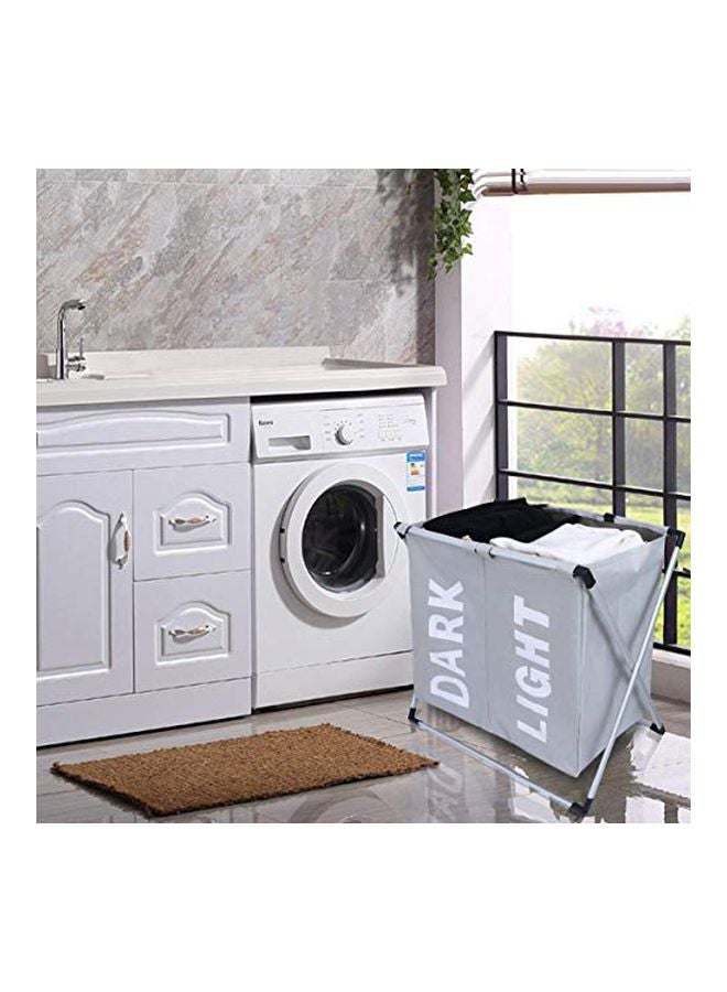 WISHPOOL 2-Section Foldable Laundry Storage Basket Grey/White/Black 22.4x23.6x15inch - Image 2