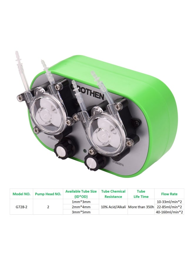 Generic - 3-Piece Peristaltic Liquid Dosing Pump Set Green/Black/Clear 13.2x8.1x5.2cm - Image 1