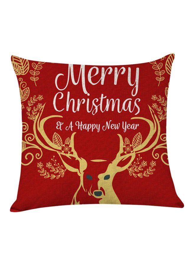 Printed Cushion Cover Red/Gold/White 45x45cm - Image 1