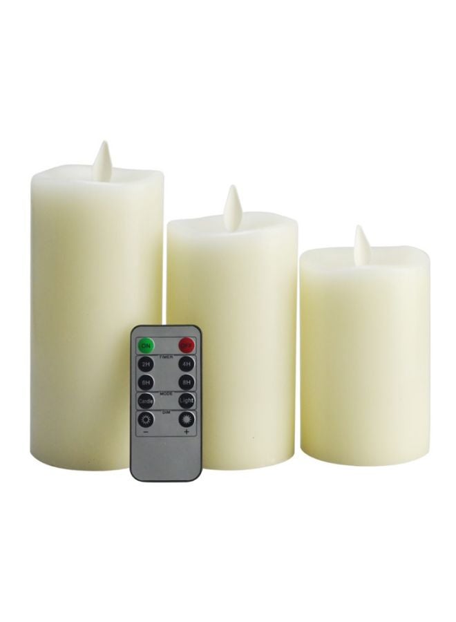 Set Of 4 Flameless LED Candle Light With Remote Control Ivory - Image 1