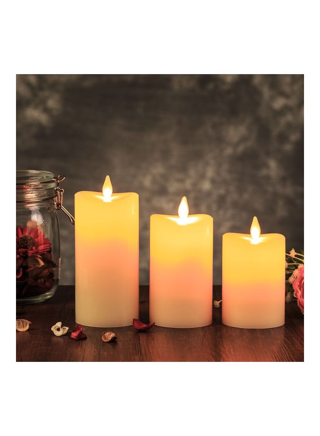 Set Of 4 Flameless LED Candle Light With Remote Control Ivory - Image 3