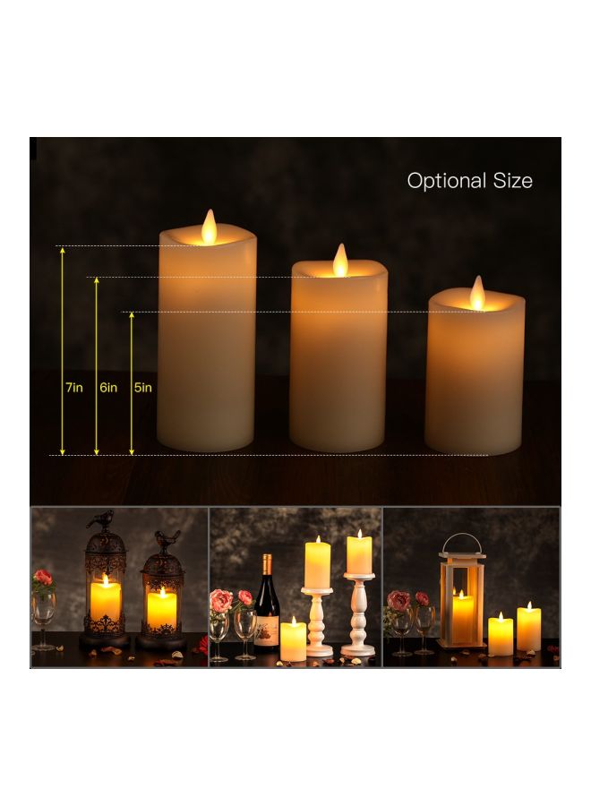 Set Of 4 Flameless LED Candle Light With Remote Control Ivory - Image 2