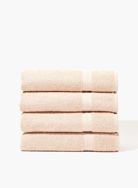 4-Piece Bath Towel Set, 100% Cotton Terry, Quick Dry, Fade Resistant, for Everyday Use, 400 GSM Natural Natural 67 x 137cm