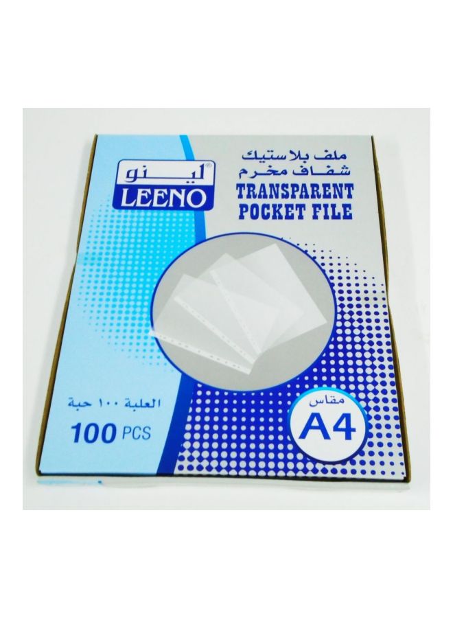 LEENO 100-Piece A4 Pocket File Set Clear  - Image 2