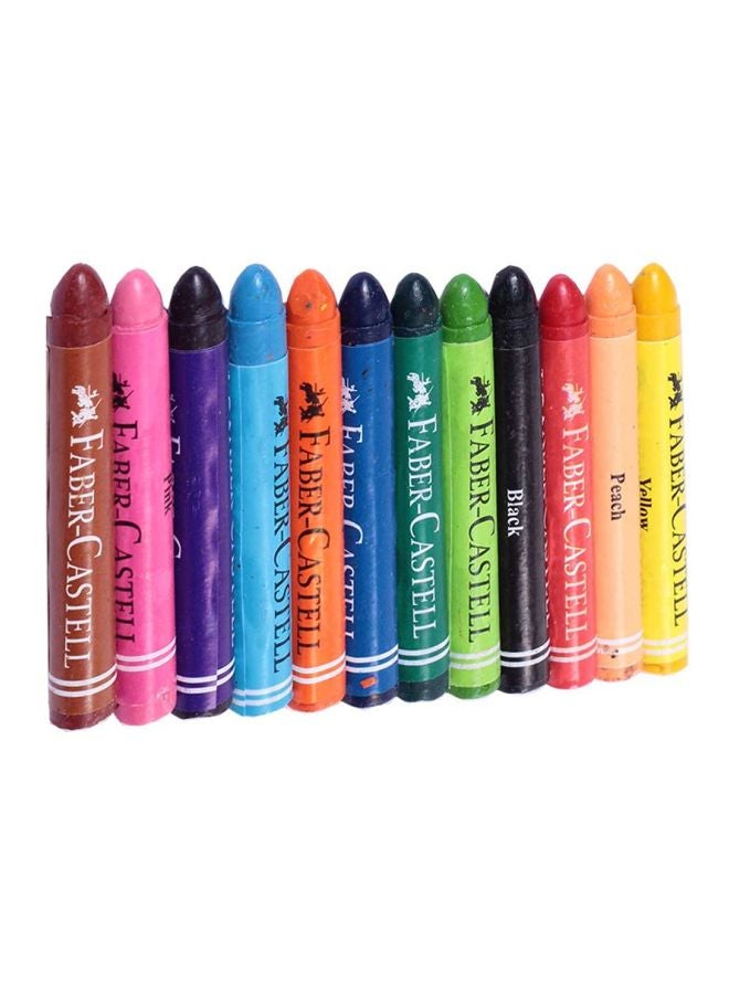 12-Piece Jumbo Wax Crayons Set Blue/Yellow/Green