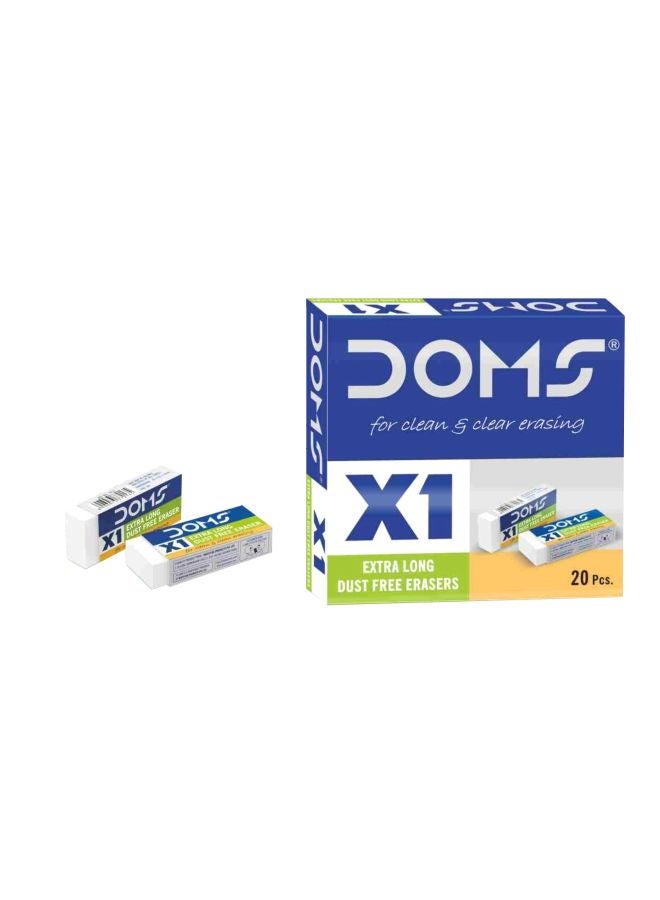 DOMS 20-Piece X1 Eraser Set White