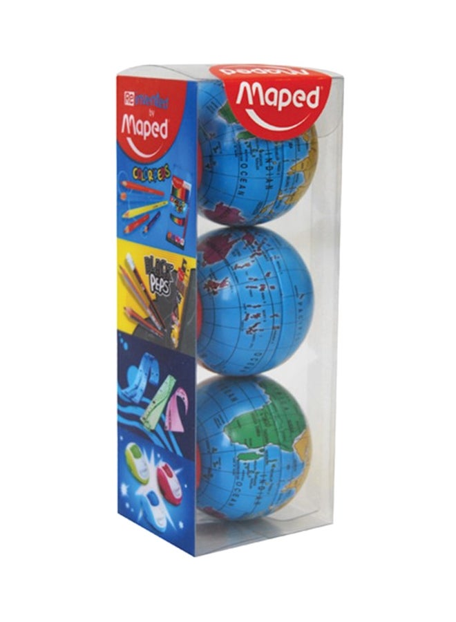 Maped 3-Piece Globe Shaped Sharpener Set Blue/Green/Yellow