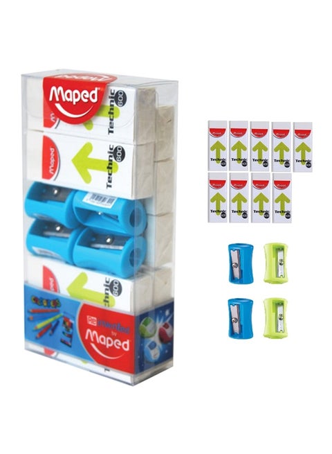 13-Piece School Stationery Set Blue/Green/White