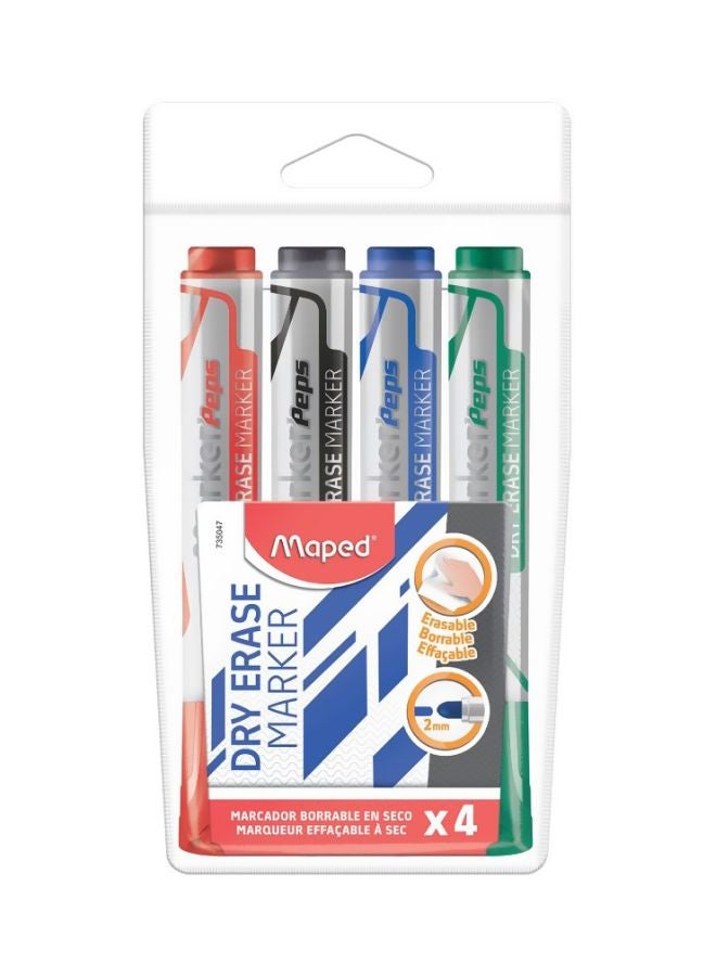 Maped 4-Piece Dry Erase Marker Set Blue/Green/Black - Image 1