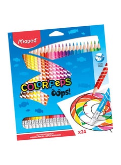 Maped 24-Piece Color'Peps Oops! Erasable Colour Pencil Set Red/Yellow/Green  - Image 1