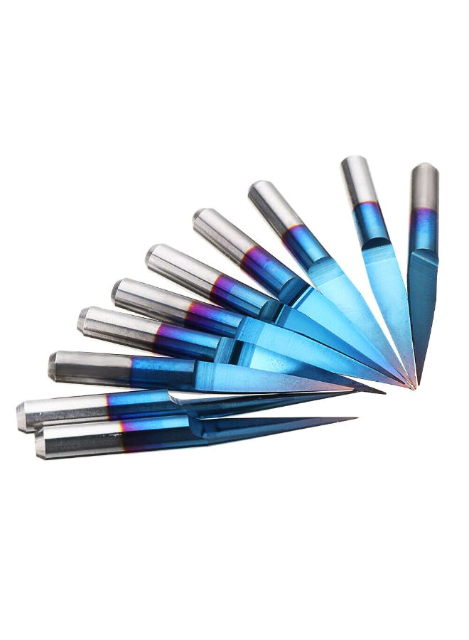 10-Piece Milling Tungsten Cutter V-Shape Engraving Bit Set Blue/Red/Silver  - Image 2
