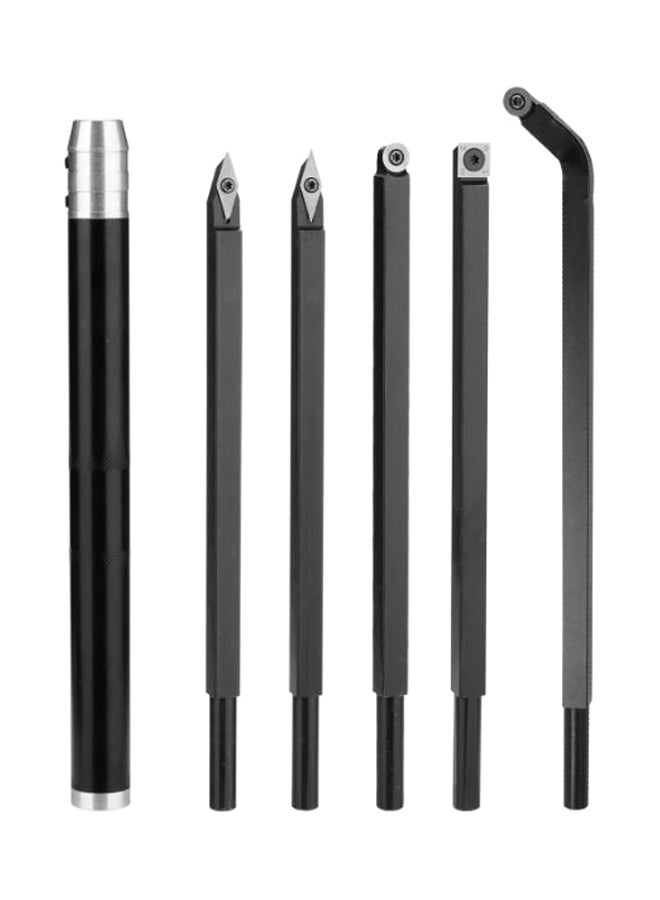 6-Piece Wooden Turning Tool Set Black/Silver - Image 1