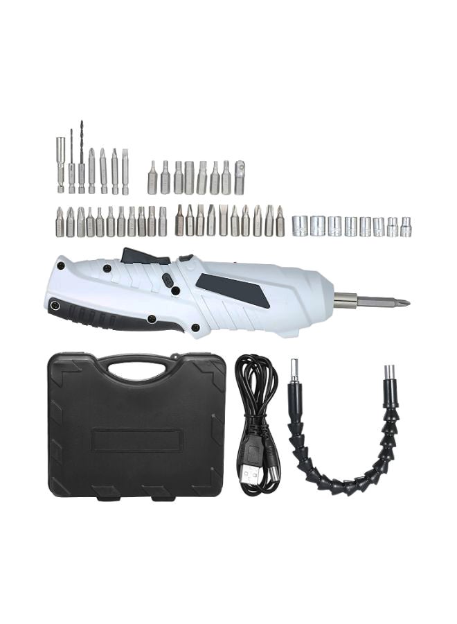 Generic 47-Piece Electric Cordless Screwdriver Kit With Storage Box White/Black/Silver  - Image 1