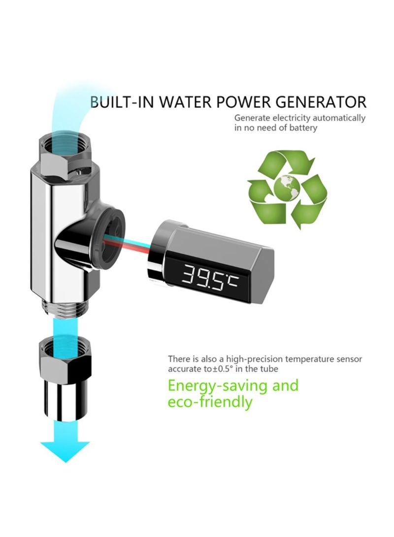 LED Display Water Digital Shower Thermometer Silver  - Image 3
