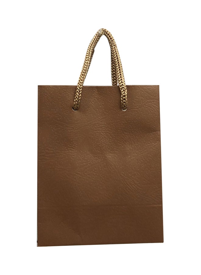 12-Piece Paper Bag With Handles Brown/Gold