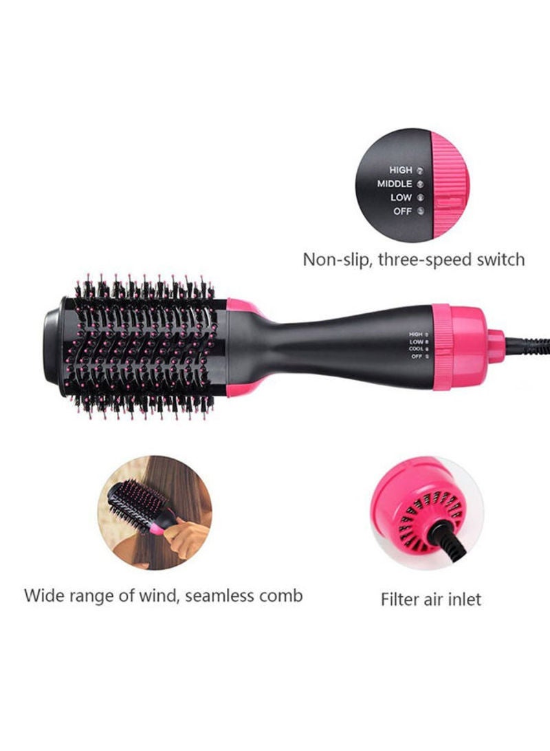 Hair Brush Roller Rotate Comb Straightener Black/Pink - Image 2