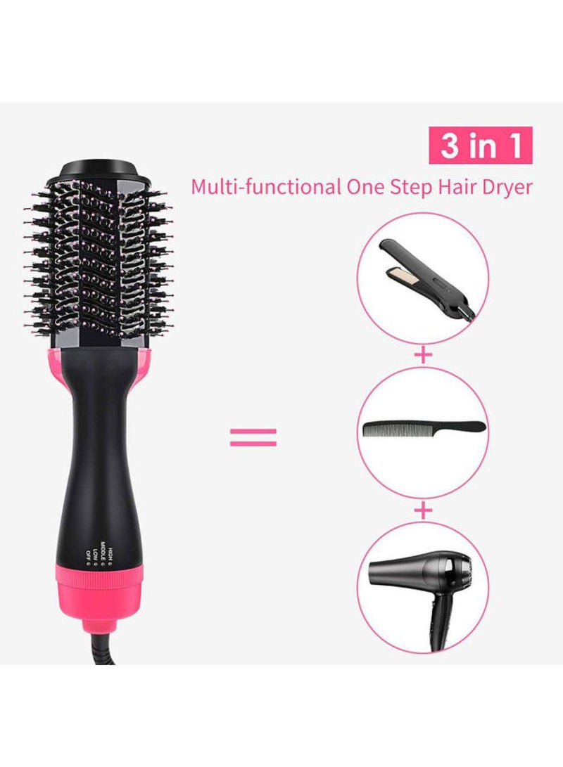 Hair Brush Roller Rotate Comb Straightener Black/Pink - Image 3