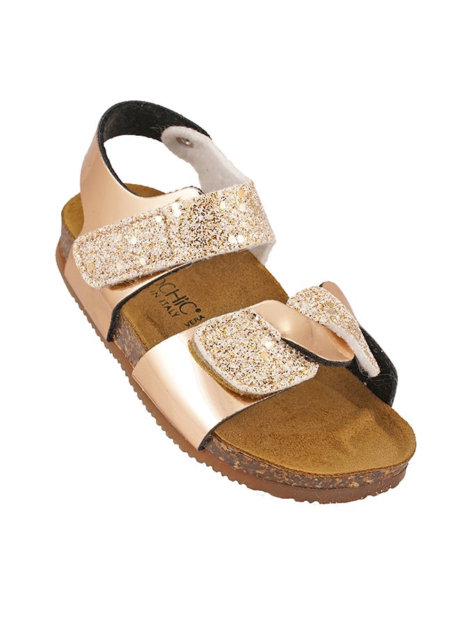BiOCHIC - Metallic Glittery Backstrap Sandals Gold - Image 1