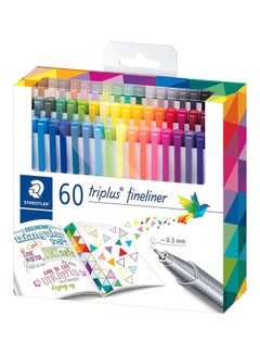STAEDTLER 60-Piece Triplus Fineliner Pen Set Blue/Yellow/Pink  - Image 1