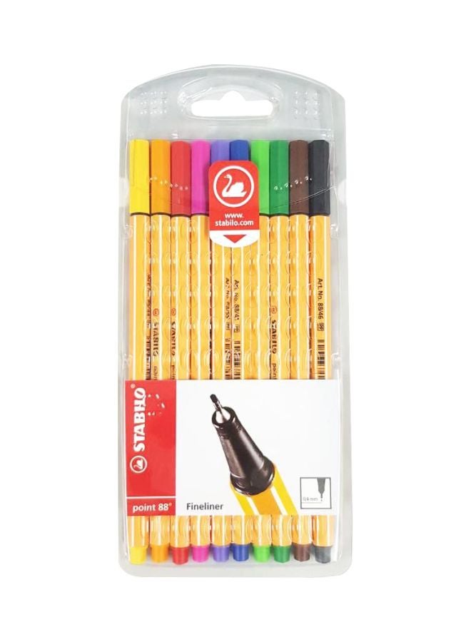 10-Piece Fineliner Pen Set Yellow/Brown/Black