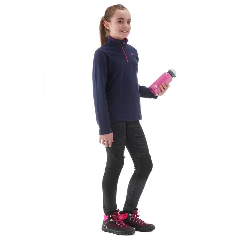 DECATHLON Girls Hiking Fleece Long Sleeve T-Shirt Navy - Image 4