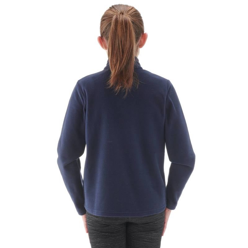 DECATHLON Girls Hiking Fleece Long Sleeve T-Shirt Navy - Image 3