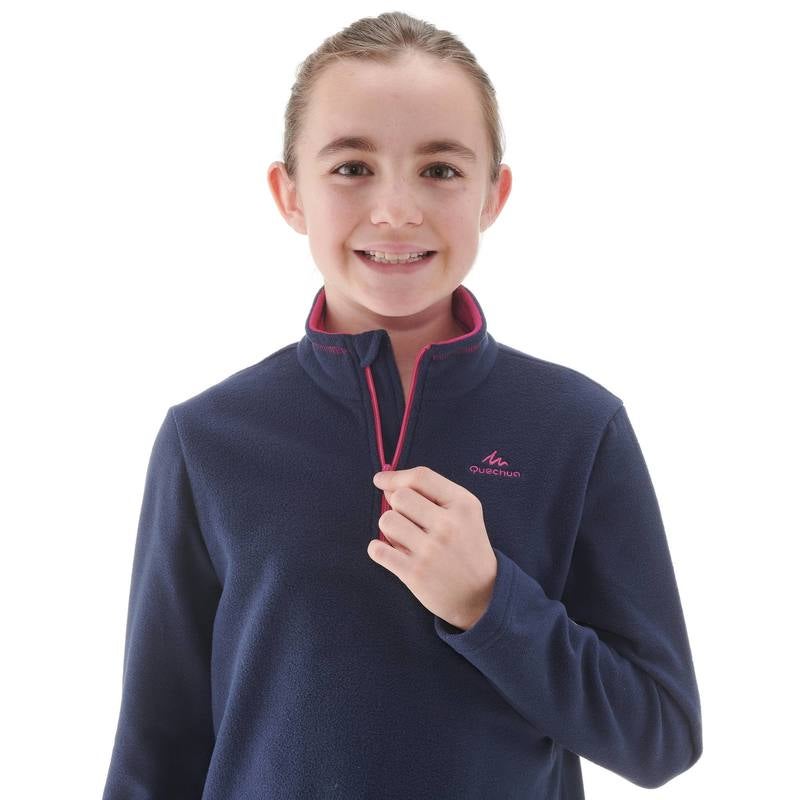DECATHLON Girls Hiking Fleece Long Sleeve T-Shirt Navy - Image 5