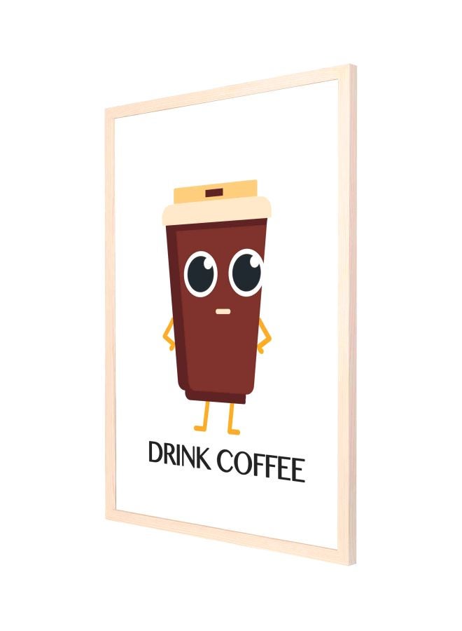 LOWHA Drink Coffee Wooden Framed Wall Painting White/Brown/Beige 53x73cm - Image 1