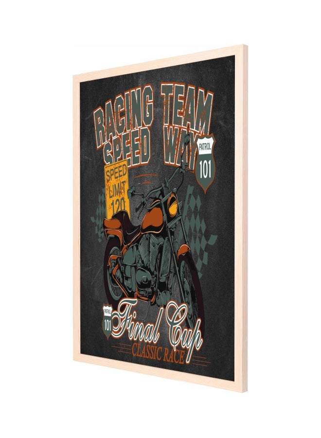 LOWHA Racing Team Speed Way Wall Painting With Frame Grey/Black/Orange 53x73cm  - Image 1