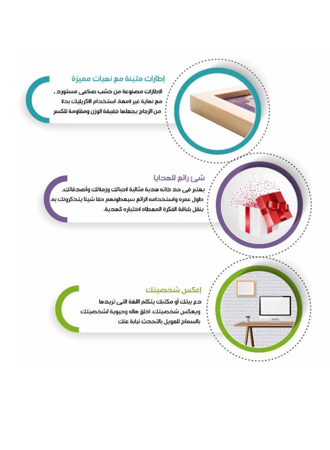 لوحة جدارية مطبوع عليها عبارة تعبر عن أن الوصول إلى الأحلام يكون بالدعاء ومزودة بإطار رمادي/أخضر/وردي 53x73سم - Image 4