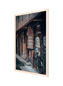 LOWHA Road Bike On Pathwa Wall Painting With Frame Brown/Grey/Black 53x73cm  - Image 1