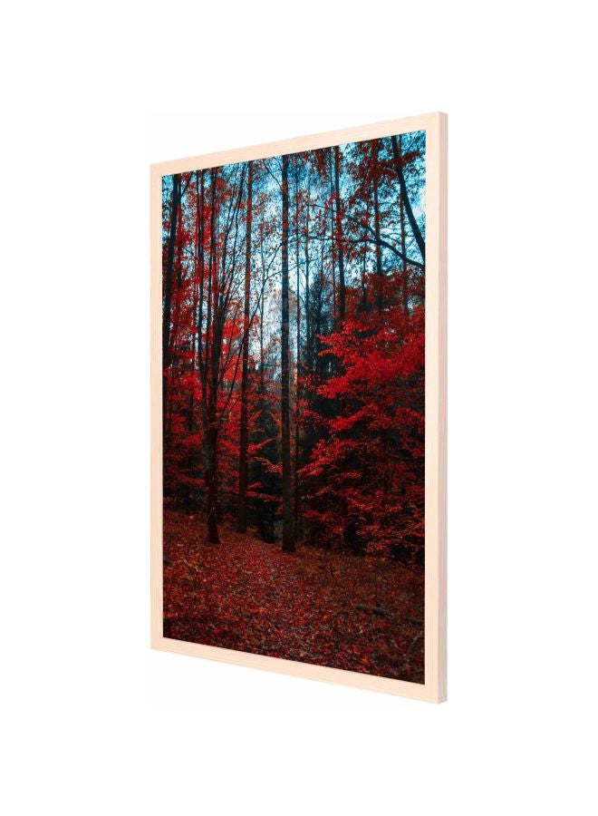 لوحة جدارية تمثل فروع شجرة ومزودة بإطار أحمر/ أسود/ أزرق 53x73سم - Image 1