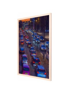 LOWHA Cars On Road During Sunset Framed Wall Painting Blue/Black/Red 53x73cm  - Image 1