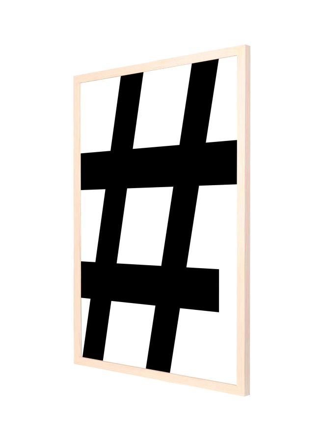 لوحة فنية لديكور الحائط مزودة بإطار برسمة إشارة أبيض/أسود/بيج 53x73سم - Image 1