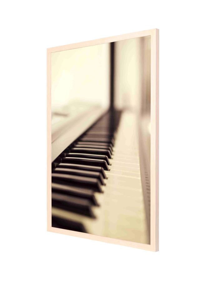 لوحة فنية جدارية بإطار تمثل صورة كبيرة لمفاتيح البيانو بيج / أسود 53x73Ø³Ù†ØªÙŠÙ…ØªØ± - Image 1