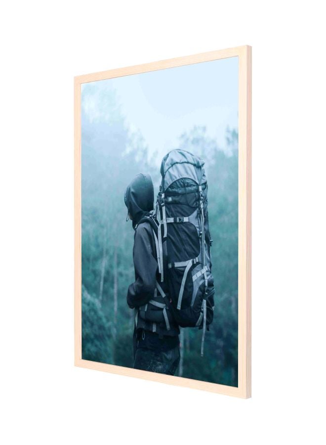 LOWHA Man Wearing Hoodie Framed Painting Grey/Black/White 53x73cm - Image 1