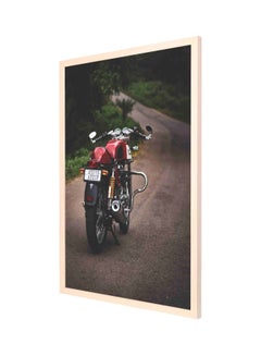 LOWHA Motorcycle Parked On Road Framed Painting Multicolor 53x73cm  - Image 1