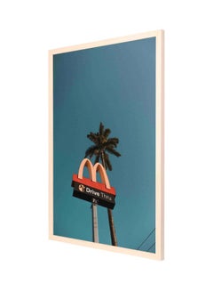 LOWHA Mcdonald Drive Thru Old Road Signage Framed Painting Blue/Red/Black 53x73cm  - Image 1