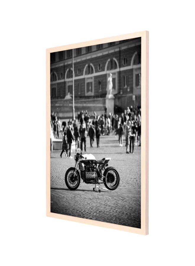 LOWHA Sports Bike Themed Decorative Wall Art With Frame White/Black/Grey 53x73cm  - Image 1