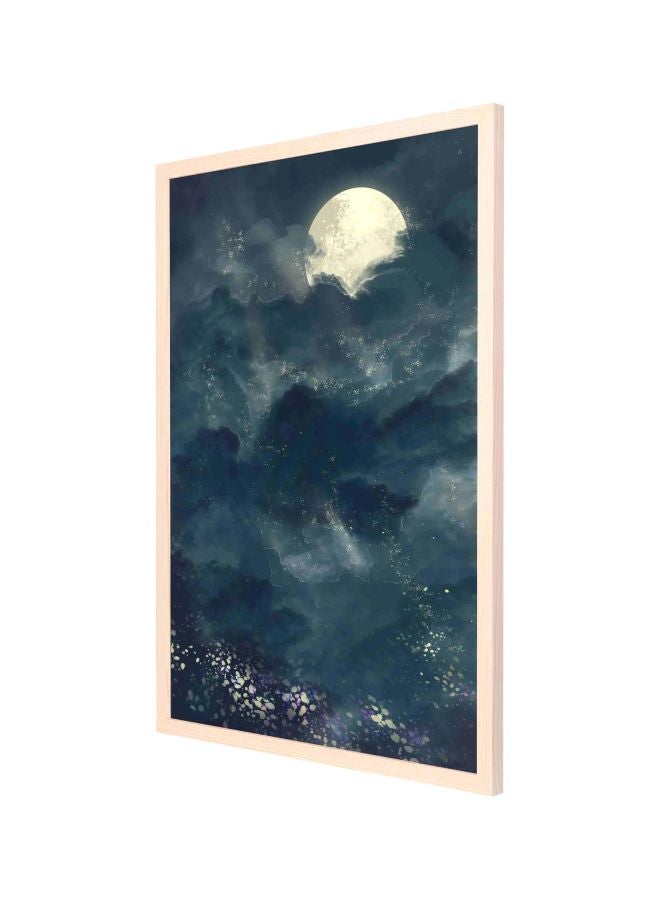 Starlight Moonlight Wall Painting With Frame Grey/Off White/Purple 53x73cm
