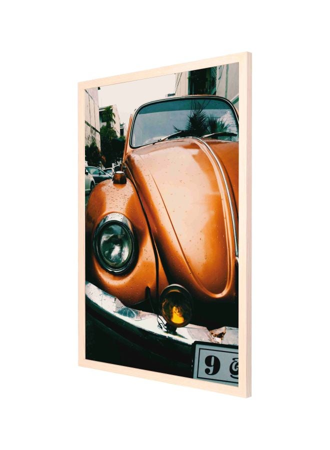 LOWHA Volkswagen Beetle Orange Wall Painting With Frame Orange/Silver/Clear 53x73cm  - Image 1