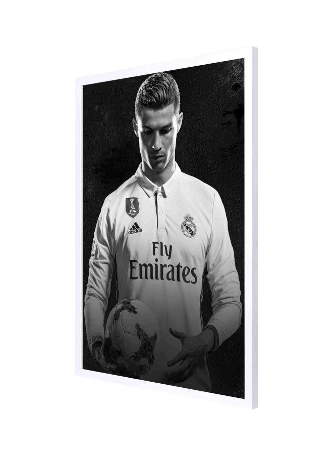 لوحة فنية بإطار لديكور الحائط تعبر عن كريستيانو رونالدو أسود/ أبيض 53x73سم - Image 1