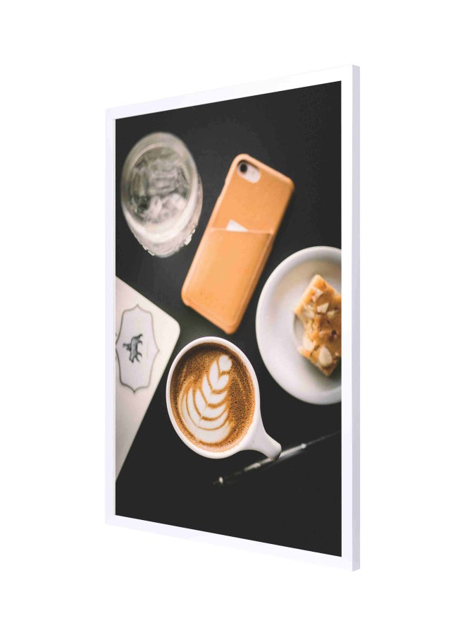 LOWHA Coffee On Table Framed Wall Painting Black/White/Brown 53x73cm - Image 1