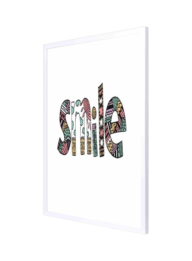 LOWHA Smile Wall Art Framed Painting Pink/White/Green 53x73cm - Image 1