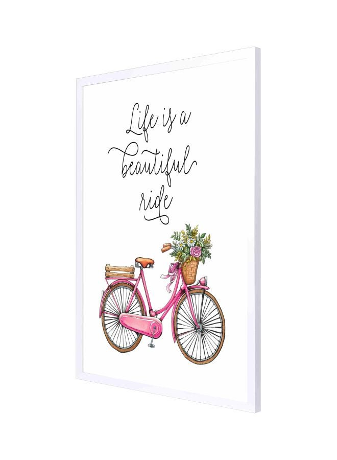 LOWHA Life Is A Beautiful Ride Framed Wall Painting Pink/Yellow/Black 53x73cm  - Image 1