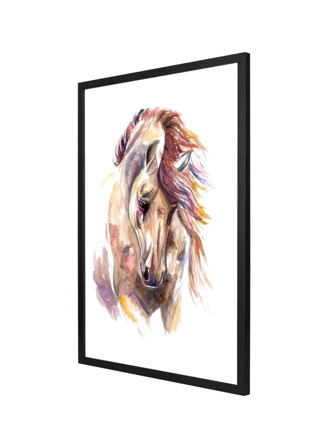 LOWHA Decorative Horse Framed Wall Painting White/Yellow/Beige 73x53cm - Image 1
