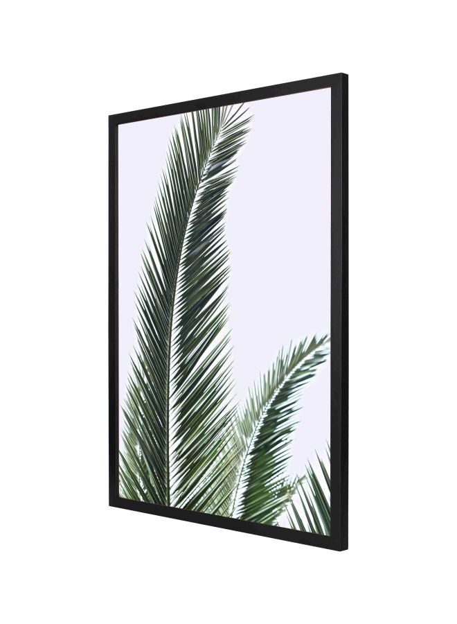 لوحة لديكور الحائط تمثل أوراق النخلة ومزودة بإطار أخضر/أبيض 73x53سم - Image 1