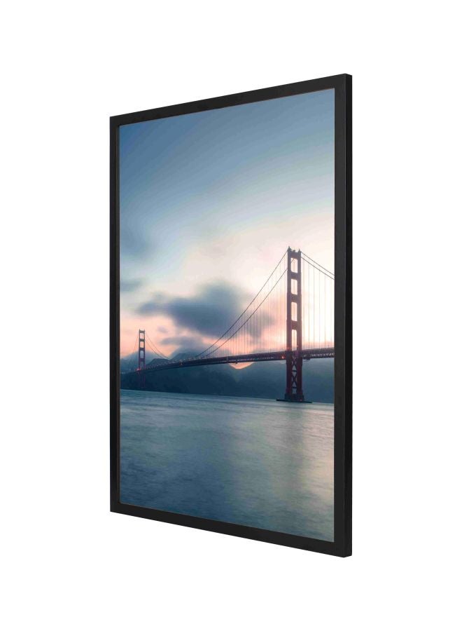 LOWHA Decorative Concrete Bridge Wall Painting With Frame Blue/Pink 53x73cm - Image 1