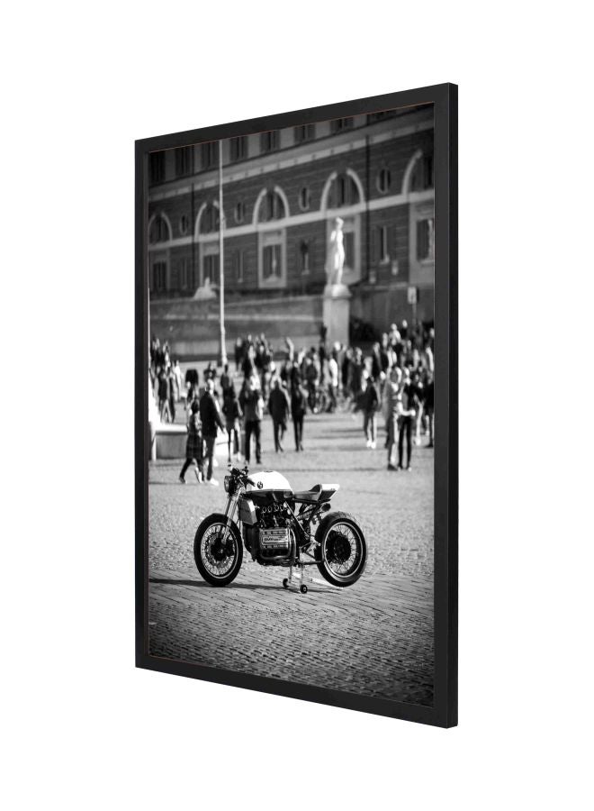 LOWHA Sports Bike Parked Near People Wall Painting With Frame Grey/Black/White 53x73cm - Image 1