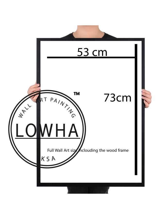 LOWHA Decorative Vintage Vehicle On Road Near Building Wall Art Painting With Frame Black/White 53x73centimeter  - Image 2